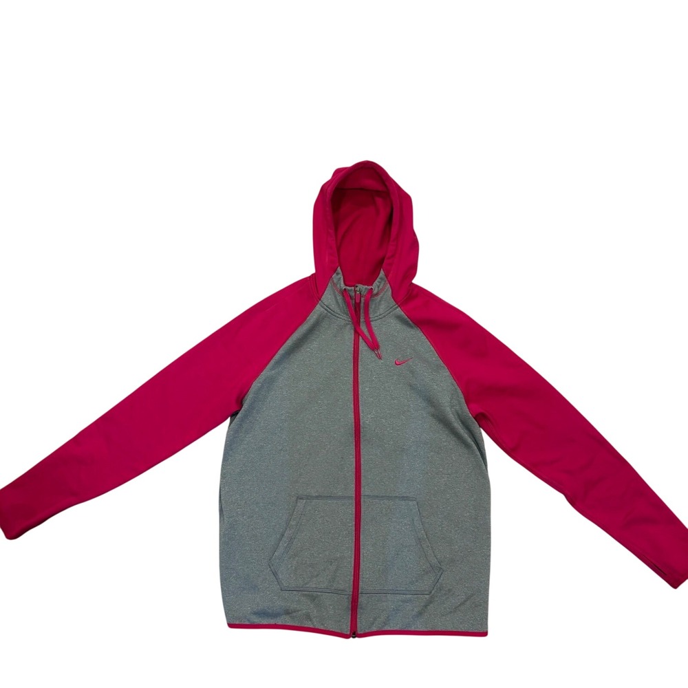 Nike Therma Fit Full Zip Hoodie Athletic Gray Pink Women's Size L